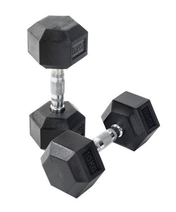 DUMBELLS RUBBER HEX PAIR 15KG EA ORBIT