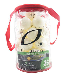 ALLIANCE TABLE TENNIS BALLS 40+ ABS 1 STAR WHITE - PACK OF 36 - SPORTFIRST GERALDTON