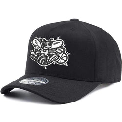MITCHELL & NESS 110 SNAP FLEX BLACK & WHITE LOGO CAP - CHARLOTTE HORNETS