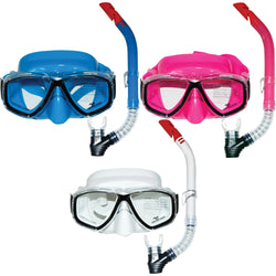 MASK & SNORKEL COLOURED SIL CLEARWATER FLURO - WHITE